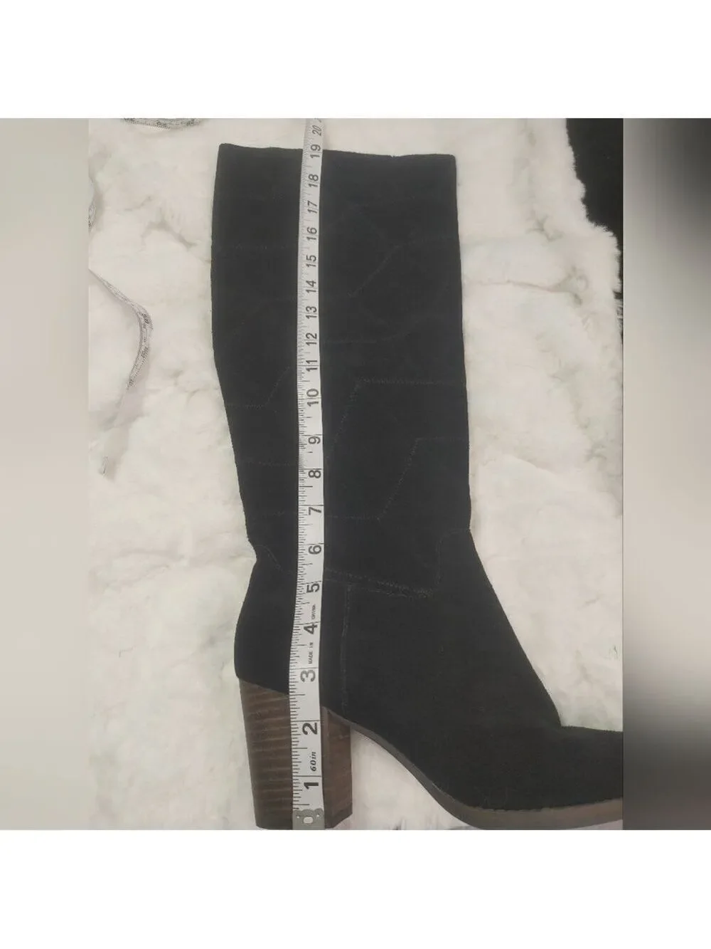 Lucky Brand Black Suede Leather Prouska Heeled Boots 8M